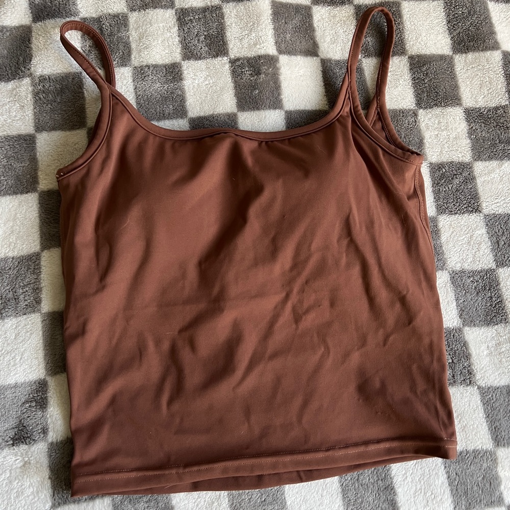 Commence Street Essential Square Neck Strap Tank Top in Coffee / Medium